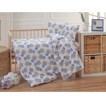 Bavlněné dětské povlečení do malé postýlky 90x135, 45x60 cm Medvídek zipový uzávěr