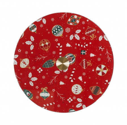 Červený otočný podnos na dort 28 cm Červený otočný podnos na dort 28 cm