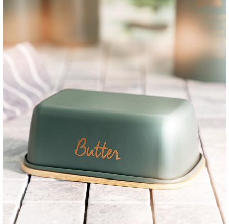 Miska na máslo ESCILLE kovová s dřevěnou základnou 15x10x6 cm 872766