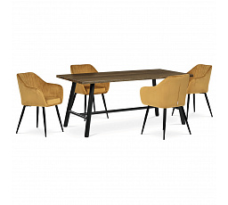 Jídelní židle, žlutá, sametová látka, PIKA YEL4