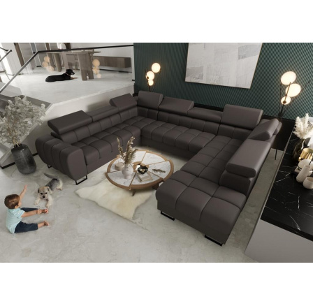 Rohová sedací souprava ASPEN MAX I 265x350x225 cm přírodní kůže - šedá kůže , levá