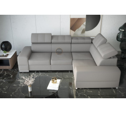 Rohová sedací souprava ROYAL II 280×210 přírodní kůže - šedá kůže , pravá