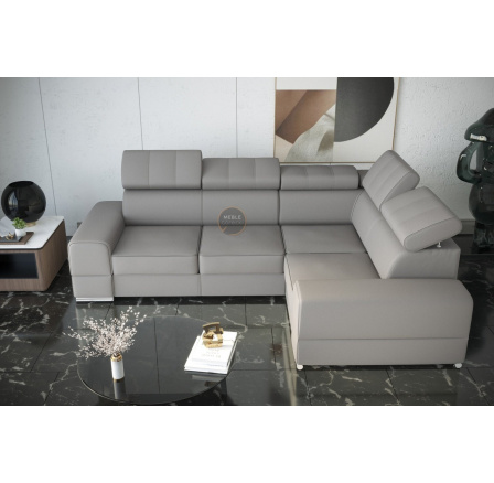 Rohová sedací souprava ROYAL II 280×210 přírodní kůže - šedá kůže , pravá