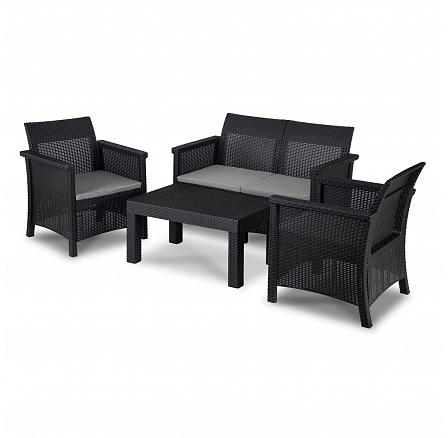 Sada Zahradního Nábytku BRENTA Černá/Šedá