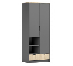 Šatní skříň 2D - JOY II 06, Šedá/Dub Artisan
