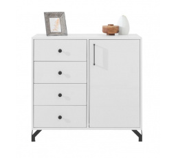 Komoda BERGEN - BE7, Bílý Lux + Bílá vysoký lesk