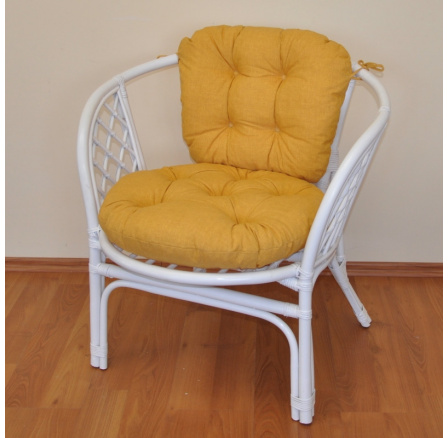 Ratanové křeslo Bahama bílé polstr žlutý melír Ratanové křeslo Bahama bílé polstr žlutý melír