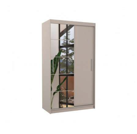 Šatní skříň s posuvnými dveřmi a zrcadlem ESTI 120 Kašmír+Kašmír