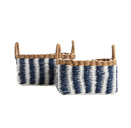 Pletený koš SENAR na skladování modrý 2 ks. 28x19x15/22 cm / 25×16×14/21 cm 736681