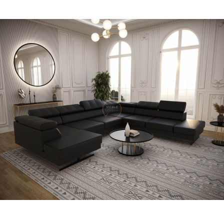 Rohová sedací souprava EMPORIO MAX II 300X350X180 - pravá, Eko Kůže černá