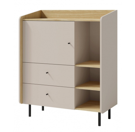 Komoda ALESSIO AE 9, Béžově-písková/Dub olejovaný Komoda ALESSIO AE 9, Béžově-písková/Dub olejovaný