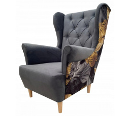 Relaxační křeslo ušák Selene K šedá/vzor