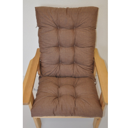 Polstr na zahradní křeslo vysoké - látka hnědý melír Polstr na zahradní křeslo vysoké - látka hnědý melír