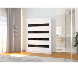 Posuvná skříň s lacobelem MARTINEZ 150 Bílá+Černý Lacobel