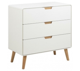 Bílá komoda Lowell se 3 zásuvkami