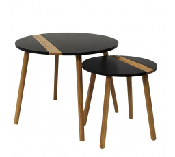 Sada 2 konferenčních stolků Paraiba černý/přírodní