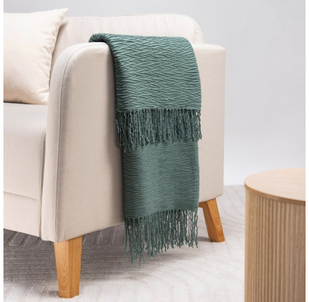 MARLO texturovaná vlněná tyrkysová deka 130x170 cm