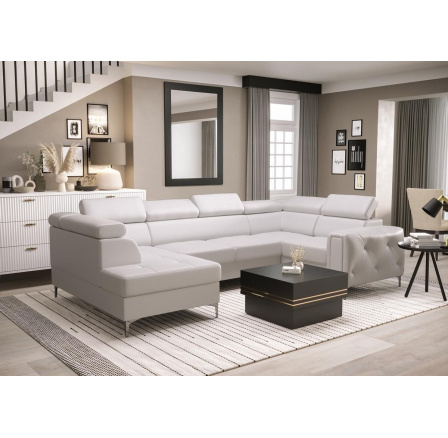 Rohová sedací souprava ORION MAX II s funkcí spaní 165x350x185 cm - bílá eko kůže, pravá
