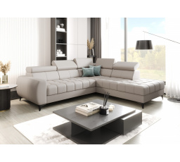 Rohová sedací souprava PORTO přírodní kůže 225x255 cm - šedá kůže , pravá