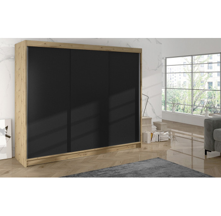 Skříň Debora II 200 - dub artisan/černá