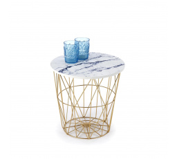 Konferenční stolek HARISSA G, zlatá/bílý mramor