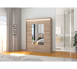 Posuvná skříň se zrcadlem a LED osvětlením DORRIGO 150 Truffle+Truffle