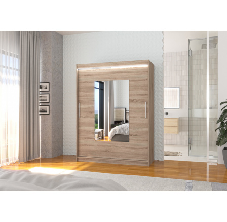 Posuvná skříň se zrcadlem a LED osvětlením DORRIGO 150 Truffle+Truffle