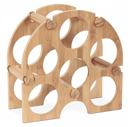 Stojan na víno - bambusový, otvory na láhve, barva přírodní