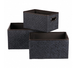 Koš regálový - látkový s uchy, modrý, cena za sadu 3 ks