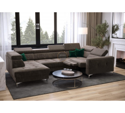 Rohová sedací souprava TOSCANIA MAX I , relax s funkcí spaní 170x350x185 cm - hnědá , pravá