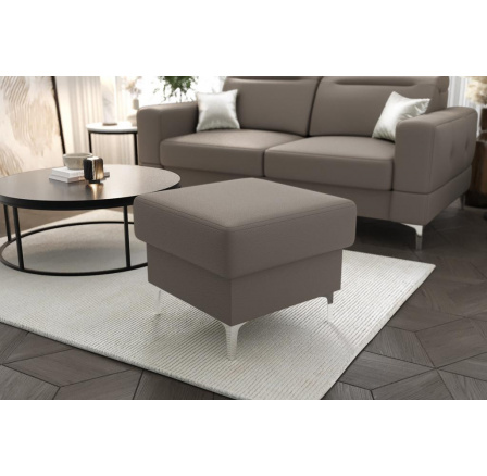 Taburet  MALIBU 55x55  cm přírodní kůže  šedá kůže