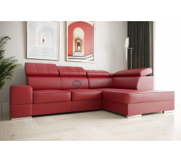Rohová sedací souprava ROYAL I 260×185 přírodní kůže - červená kůže , pravá