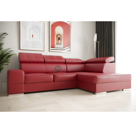 Rohová sedací souprava ROYAL I 260×185 přírodní kůže - červená kůže , pravá