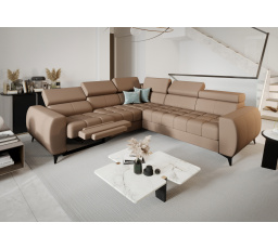 Rohová sedací souprava PORTO II , relax přírodní kůže 255x258 cm - levá, přírodní kůže - volitelná barva