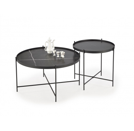 Konfereční stolky JULIETA, efekt černého mramoru / černá