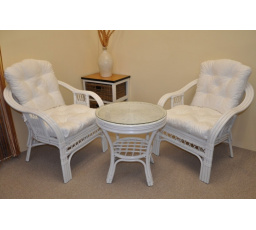 Ratanová sedací souprava Rio De Janeiro 2+1 bílá polstry bílé