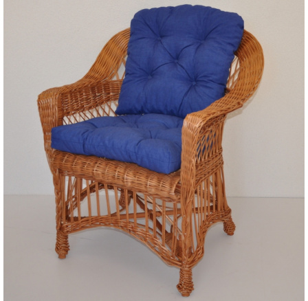 Křeslo Weigier přírodní - polstr modrý melír Křeslo Weigier přírodní - polstr modrý melír