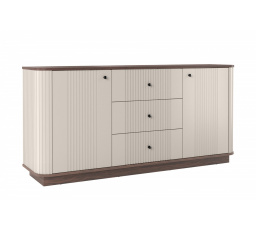 VESPER KOMODA 160 2D3SZ - kašmírová MDF / ořech / černé úchyty / sokl