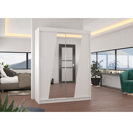 Posuvná skříň se zrcadlem BOLTON 150 Bílá+Bílá