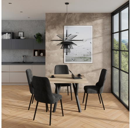 Sada stolu s židlemi RODOS 83 Sonoma+Černá