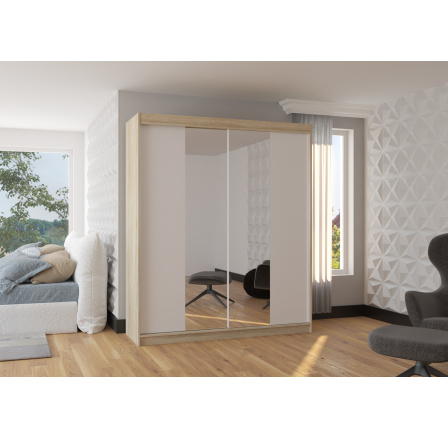 Posuvná skříň se zrcadlem BALANCE 180 Sonoma+White