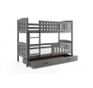 Dětská patrová postel KUBUS se šuplíkem 90x200 cm, bez matrace, Grafit/Grafit