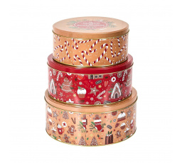 Sada 3 vánočních kovových krabiček