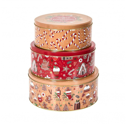 Sada 3 vánočních kovových krabiček