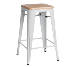 Barová židle Paris Wood 75 cm bílá borovice přírodní