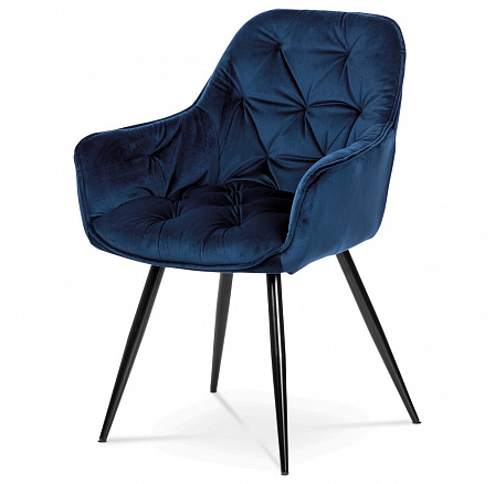 Jídelní židle, modrá, sametová látka, DCH-421 BLUE4