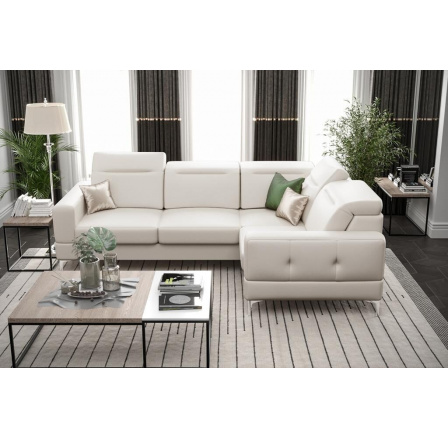 Rohová sedací souprava MALIBU přírodní kůže 250X180 cm - pravá, Kůže slonová kost