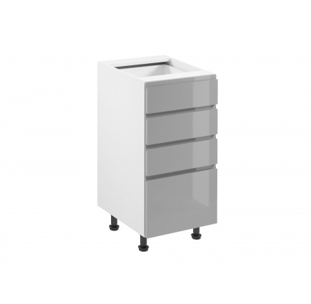 Kuchyňská dolní skřínka ASPEN D40S4, bílý lesk/šedá