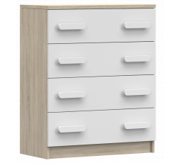 Komoda 4S SMYK III - 02, Dub Sonoma/Bílá/Bílá