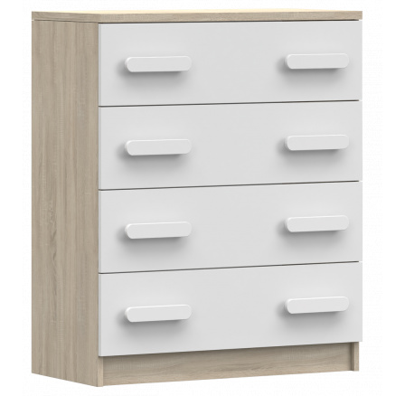 Komoda 4S SMYK III - 02, Dub Sonoma/Bílá/Bílá